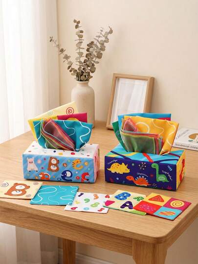 1pc Baby Tissue Box With Sound Paper, Montessori Infant Toy For 0+ Months, Sensory Education Toy, Developmental Scarf, Early Learning Gift, Christmas/Birthday Gift, Christmas Stocking Stuffer, Suitable For Newborn Boys & Girls, Infant Toys, Christmas Decoration