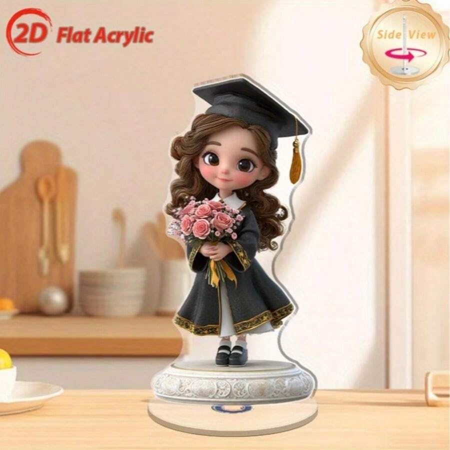 Móc treo trang trí acrylic xoay hình cô gái tốt nghiệp hoạt hình, quà tặng tốt nghiệp trang trí bàn làm việc - A - Xem 1