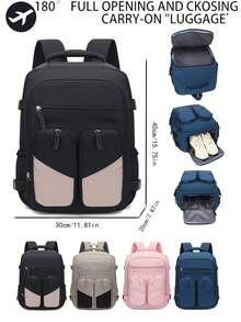 1 Piece Ryanair Approved Carry-On Backpack, 180° Full Opening With Independent Shoe Compartment For Business & Travel - Multicolor - View 2
