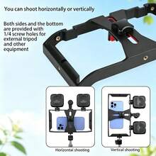 Adjustable Large Size Smartphone Photography Accessories With Tripod And Fill Light New Professional Smartphone Filming Stabilizer Frame Handheld Gimbal Camera Tripod Stand Suitable For Smartphone Video And Photo Shooting Birthday Anniversary Gift - Black - View 7