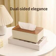 1pc Minimalist Large Capacity Tissue Box, Double-Sided Design, Durable Thickened Material, Detachable Lid Easy To Clean And Refill, Suitable For Living Room/Bedroom/Kitchen/Office, Keep Your Bedroom, Room, Living Room More Clean And Tidy - Multicolor - View 9