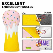 1pc Colorful Ice Cream Pattern Golf Club Head Covers - Stylish Design - Suitable For Men Women Golfers - Ideal Outdoor Golf Protective Accessory - Multicolor - View 10
