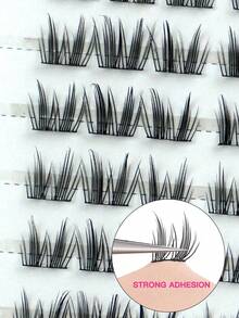 90/180 Clusters C-Type False Eyelashes, Glue-Free And Makeup-Free Removal, Single Cluster Style, Korean Girl Group Makeup, Mixed Length 9/10/11/12mm, 0.07mm Natural Effect, DIY Flocked Eyelashes, 10 Rows Ultra-Light Fan-Shaped Self-Adhesive Eyelashes, Cat Eye Design, Suitable For Daily, Cosplay, Party And Nightclub Makeup, Beginner Makeup Tool, Ideal Gift For Women, Mother's Day And Graduation Season, Essential Cosmetic - 黑色 - 查看 9