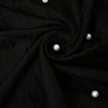 Vestido elegante de hombros descubiertos talla grande, diseño de cintura estilizante con decoración de perlas falsas, versátil para uso diario, ir al trabajo, fiestas, citas, sesiones de fotos - Negro01 - Ver 6