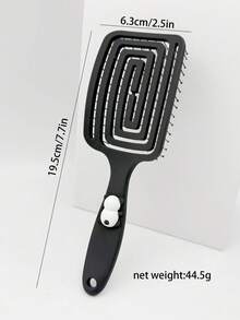 1pc Black Elastic Panda Shaped Large Curved Comb, Volumizing Wet/Dry Dual-Use Oil Hair Curly Hair Rib Comb - Black - View 8