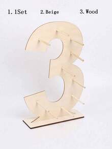 1 Set 0-9 Holz Donut Präsentationsständer, Geburtstags Party Tischdekoration, Baby Shower, Hochzeit, Gender Reveal Party Zubehör - Beige - Übersicht 12