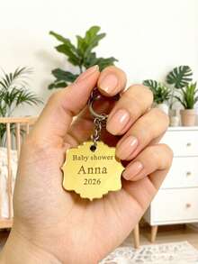 Gold Mirror Acrylic Personalized Name Baptism Favor Tags Keychain, Gold Acrylic, Chocolate Favor, Mirror Label, Luxury Cross Favor, "Mi " Label, Personalized Gift Label - Multicolor - View 9