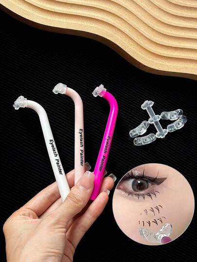 Set de 5 piezas de herramientas de maquillaje para pestañas inferiores, 2 mangos y 3 cabezales de sello, herramienta de maquillaje para pestañas inferiores para personas con párpados caídos