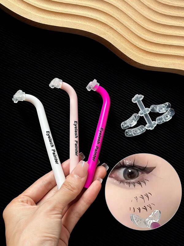 5pcs Lower Eyelash Stamp Makeup Tool Set, 2 Handles And 3 Stamp Heads, Slouchy Person Lower Eyelash Makeup Tool
