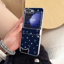 1件裝清新蝴蝶結與星星圖案 PC 折疊手機殼，適用於 Galaxy Z Flip7/ZFlip6/ZFlip5/ZFlip4/ZFlip3/Z FE，磁吸保護殼 - 彩色 - 查看 3