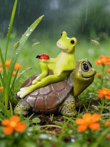 High-Quality Resin Frog And Snail Garden Sculpture Set - Imaginative Outdoor Animal Sculptures With Weather-Resistant Coating - Decorative Art For Yards - New Model - View 6