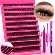 640/200Pcs DCurl Cluster Lashes, Large Segmented Lash Book With Glue,Seal,Tweezers Brush. Soft Thick Fluffy Lashes Enlarge Eyes, Easy DIY Makeup For Beginners. Multi-Style Eye Look Available, Perfect For Daily Wear, Wedding And Evening Occasions - Rose Red - View 15