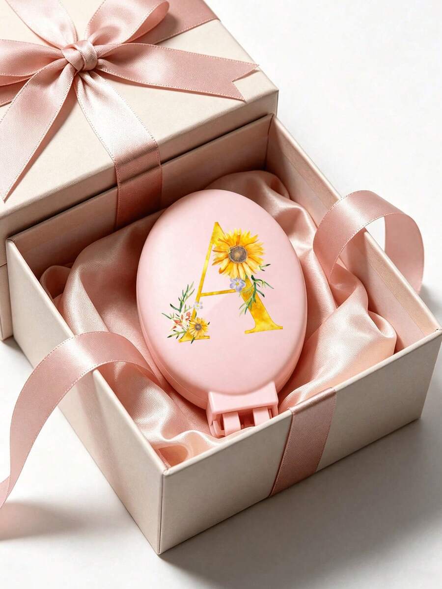 Daisy & Gold 字母 A-Z 粉色可攜式鏤空梳子化妝鏡一體式折疊鏡梳與化妝鏡-可攜式桌面現代旅行美容工具,折疊梳附化妝鏡,方便攜帶,適合旅行與外出,雙用氣墊梳,頭皮按摩梳,適用於外出、旅行、出差、學校、居家 - 彩色 - 查看 1