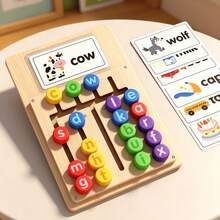 Montessori 5-Color Maze Spelling Word Moving Game, Color & Shape Matching Sliding Puzzle Educational Toy For Kids Boys Girls - Multicolor - View 10