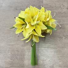 12/1 Artificial Yellow Lily Flower, Artificial Flower Decoration, Suitable For Home Decoration, Bouquets, Wedding Bridal Gifts, Birthday Party Supplies, Table Decoration, Yard Decoration, Wedding Decoration, Hand Bouquet, Fake Flowers, Back To School Decoration - Yellow - View 8