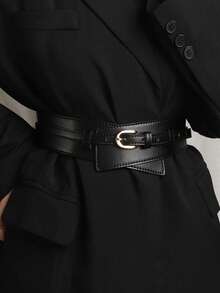 2-In-1 Women's Wide/Thin Belt, Suitable For Dresses And Pants, With Gold Buckle - Multicolor - View 3