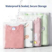1 pieza/10 piezas Bolsa de almacenamiento con cremallera impermeable, bolsa organizadora plegable, cubos de embalaje de ropa multifuncionales para guardar zapatos, ropa interior, calcetines, camisetas, vestidos, adecuado para viajes de negocios, uso al aire libre, organizador de equipaje - transparente - Ver 12
