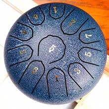 A 6-Inch 11-Tone Steel Tongue Drum Set With A Tote Bag, Sheet Music, Drumsticks, Drumstick Holders, And Finger Sleeves, Suitable For Camping, Meditation, And Yoga, And Suitable For Ages 14+. - Navy Blue - View 6