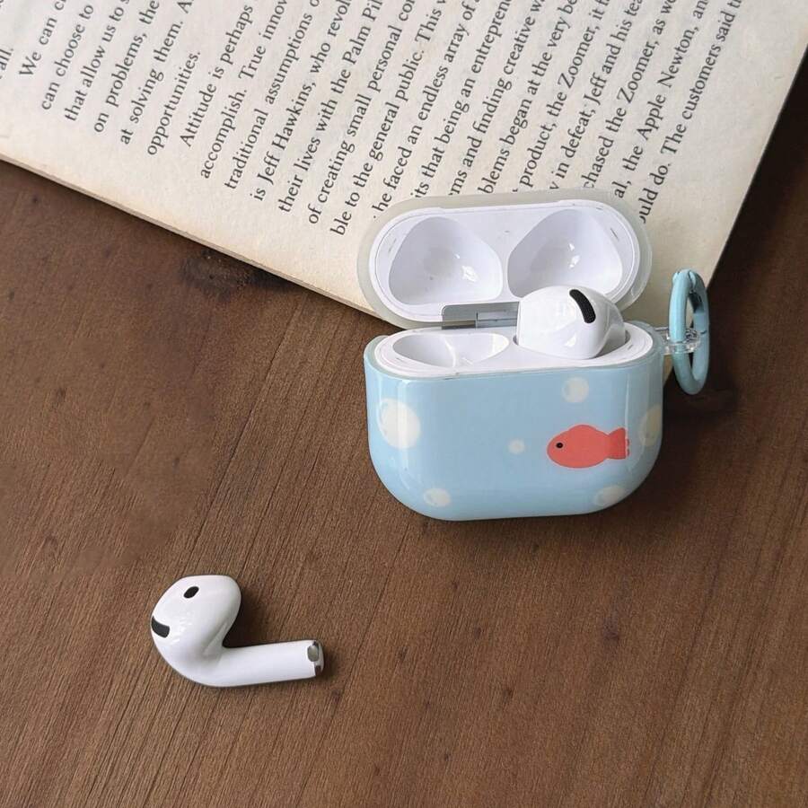 Fashion Creative Blue Background Bubble Goldfish + Hoop Pro 3/Pro 2/4/3/2 Case, Stylish Women/Men Minimalist Earphone Case, Gift For Birthday/Holiday