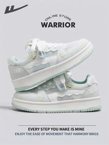 Warrior 女款板鞋 春夏季舒適簡約休閒時尚運動鞋 全年適用 耐磨 全天穿著 訓練跑鞋 - 米/青 - 查看 6