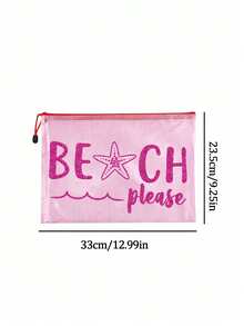 防水時尚海灘包，印有「Beach Please」海星圖案，大容量，透明設計，尼龍拉鍊，輕巧耐用，適合春夏季收納，適用於游泳、海灘、潛水、夏季度假、開學季。輕便防曬收納袋，送給朋友、家人、閨蜜、同學的完美禮物 - 彩色 - 查看 12