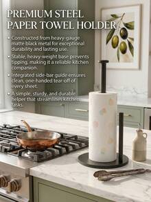 Paper Towel Holder, Heavy Duty Countertop Organizer With Anti-Tipping Base, One-Handed Tear Design, Durable Metal Construction, Fits All Standard Paper Towel Rolls, Perfect For Kitchen Countertops & Small Spaces, Sleek & Modern Style. - Multicolor - View 4