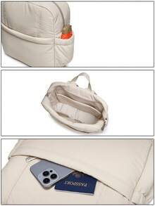 SOBOBA 1pc Waterproof Solid Color Nylon Mommy Backpack, Large Capacity, Stroller Hanging, Multi-Pocket Diaper Bag, Suitable For Picnic And Outings - Multicolor - View 3