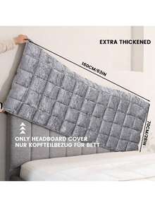 1pc Thickened Solid Color Headboard Cover, High Elasticity Dust-Proof Protective Headboard Sleeve, Skin-Friendly Soft, Suitable For Single And Double Beds - Grey - View 15
