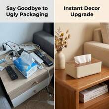 1pc Minimalist Large Capacity Tissue Box, Double-Sided Design, Durable Thickened Material, Detachable Lid Easy To Clean And Refill, Suitable For Living Room/Bedroom/Kitchen/Office, Keep Your Bedroom, Room, Living Room More Clean And Tidy - Multicolor - View 8