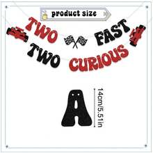Two Fast Two Curious 橫幅，男孩 2 歲生日賽車主題派對裝飾，嬰兒洗禮賽車 Let's Go 賽車派對用品，黑色紅色亮片 - 賽車 - 查看 6