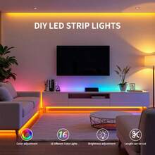智慧 RGB LED 燈條，3.28英尺至65.6英尺 (1m-20m)，附 App 與 44 鍵遙控器，音樂同步變色可調光 LED 燈，適用於臥室、電視、遊戲、房間裝飾 - 幻彩24鍵遙控+APP控制 - 查看 6