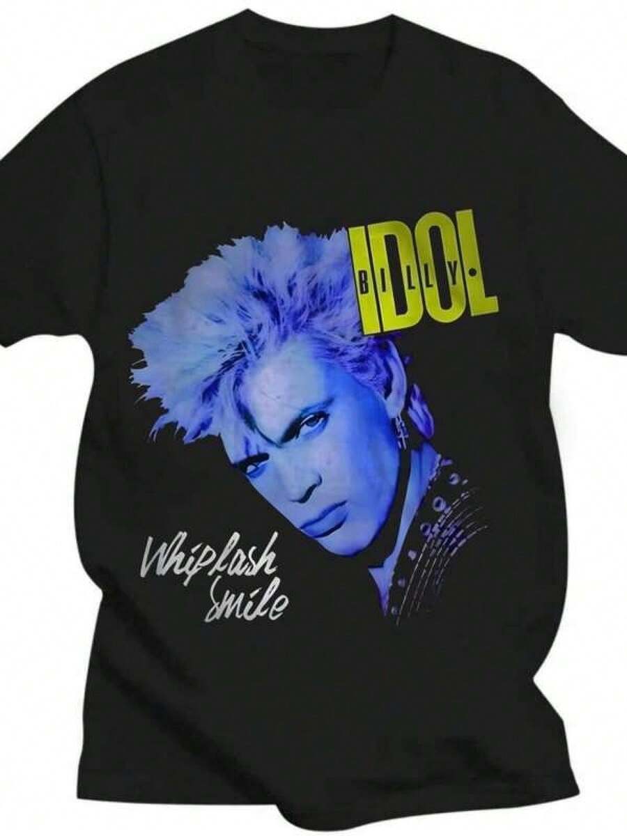 Elegant And Stylish Outfit That's Versatile And Suits Everyone.The Billy Idol 80's Punk Rock Singer Musician Adult T-Shirt Looks Amazing When Worn!2026 New  Unisex Solid Color Oversized T Shirt Soft Skin Friendly Breathable Loose Fit Daily Casual Streetwear All Season Outdoor Holiday Tops For Men Women Teens - Black - View 1