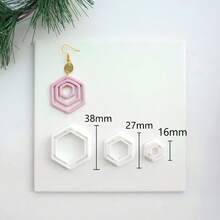 Geometric Jewelry Making Kits, Oval Hexagonal Rectangular Diamond Shaped Embossed Polymer Clay Earrings Cutters Mirrored Set, Asymmetric Oval Dangle Clay Molds For Pendant & Necklace Handmade - White - View 14
