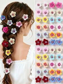 10pcs/Set Random Color Mini Daisy Flower Hair Clips, Accessories For Girls, Beach Travel Photography Decor, DIY Hair Clips For Bangs - Multicolor - View 9
