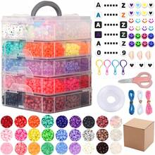 Bestselling Acrylic Large Hole Multicolor Barrel Beads Pony Beads Bead Set DIY Beaded Bracelet Kit - 2700pcs (three-layer) - View 10