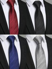 1pc Solid Color/Striped Necktie, Multi-Color Business Formal Versatile Tie For Men - Multicolor - View 1