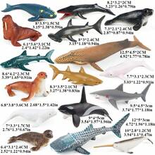 Conjunto de 16 peças de brinquedos de modelos de animais marinhos de simulação, incluindo tubarões, baleias beluga, orcas, tubarões-baleia, tubarões-martelo, leões-marinhos e outros animais marinhos, brinquedos cognitivos para crianças, decorações de presentes de Halloween e Natal - Multicolorido - Ver 2