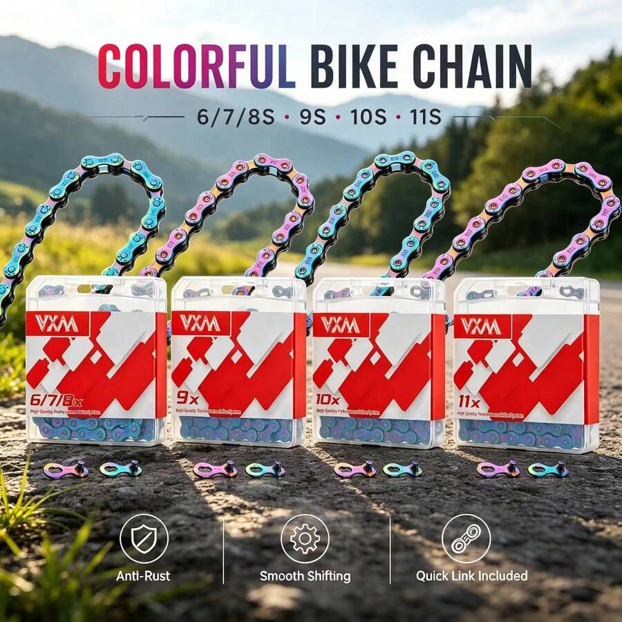 VXM 山地車鏈條 全電鍍幻彩 8/9 10 11 速公路車 2427 33 速自行車鏈條