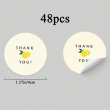 24/48 Pcs Pack Lemon Thank You Round Stickers Cream Color With Lemon Slice And Green Leaf Design Suitable For Wedding Party Favors And Gift Tags School Supplies - Round - View 10