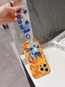 Disney Has Authorized, Phone Case - Chain Set, The Stitch Lilo & Stitch 3D Phone Case Plus A Silicone 3D Stitch Bracelet With Metallic Ring Removable Bracelet, Stitch And Angel Pattern, Compatible With Iphone17/16/15/14/13/12/11/XS/XR/X Plus Pro Max, A Stylish Cartoon Phone Case, The Perfect Gift Choice, Phone Protection, Durable Phone Cover, Great Gift For Friends And Family. - 白色 - 查看 5