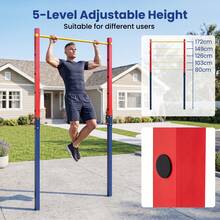 Metal Pull Up Bar In-Ground Pull Up Bar Station 5 Adjustable Heights For Park School Workout - Red - View 3