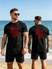 Classic All-Match Men Short Sleeve Tee Simple Daily Leisure Male Clothes - 黑色 - 查看 3