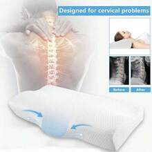 睡眠頸枕 記憶棉枕頭 床上枕 慢回彈柔軟記憶睡眠枕 放鬆頸椎舒適枕 - 空氣格子枕 - 查看 3