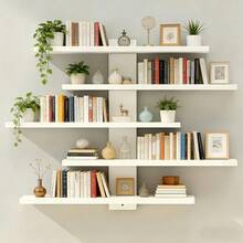 Multi-Layer Wall-Mounted Storage Rack, Made Of Fiberboard, Multi-Functional Display Shelf, Suitable For Office And Home Decor, Great For Displaying Sculptures And Decorations, Fashionable And Practical. - Multicolor - View 1