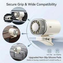 2026 New Arrival Clip On Fan, USB Rechargeable Personal Fan, 360° Rotatable Car Vent Fan With Power Bank And LED Display, Up To 10-20 Working Hours, For Car, Office, Bedroom - D-white - View 3