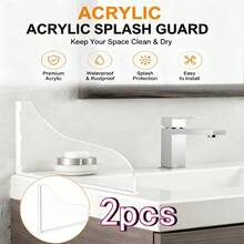 2 Pieces Of Transparent Acrylic Bathtub Splash Guard, Self-Adhesive Non Drilling Waterproof Barrier For Bathroom And Kitchen Sinks, Leak Proof Waterproof Tape, Keep The Floor Dry And Clean, Suitable For Showers, Sinks, And Countertops - White - View 3