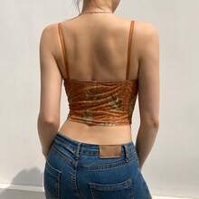 Mesh Bustier Top With A Unique And Fashionable Print For A Stylish Look. - Flower - View 2