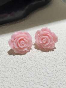 1 Paire/3 Paires de Boucles d'Oreilles à Clous Roses, Noires, Blanches Exquises pour Femmes, Style Vacances d'Été à la Plage, Convient pour le Port Quotidien, les Vacances, les Mariages, les Fêtes, la Fête des Mères, le Cadeau de la Saint-Valentin - roses - Voir 9