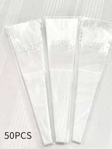 50/100pcs Single Rose Flower Sleeve Plastic Single Flower Packaging Bags, Suitable For Mother's Day, Graduation, Wedding, Birthday, Valentine's Day Party - Multicolor - View 11