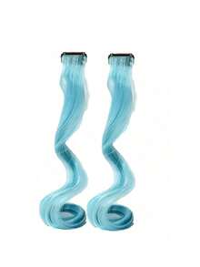 Kids Hair Accessories - Wavy Wig Clip-On Hair Extensions Set, Colorful Hair Pieces, Clip-In Hair Highlights, Suitable For Little Girls To Extend Hair Length, All-In-One Design - Multicolor - View 5